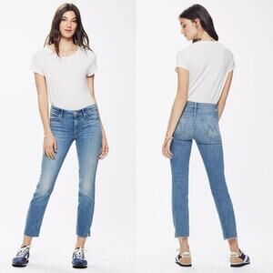 Mother Rascal Ankle Snippet Straight Leg Jeans Light Blue Wash Size 29